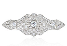 Old French Cut Lab-Created White 5.6CT Diamonds Antique Flower Design Brooch Pin picture