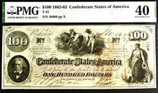 1862-63 $100 Confederate States of America T-41 PMG 40 Extremely Fine Banknote picture