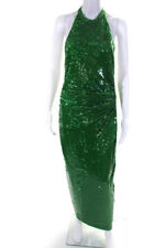 Ronny Kobo Womens Sequin Open Back Alix Halter Shift Dress Green Size S picture