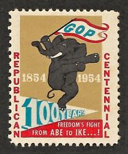 1954 GOP Republican Centennial From Abe to Ike Political Stamp picture