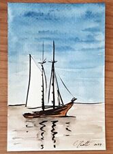 CHRIS ZANETTI Original Watercolor Painting Seascape Sail Boat 6