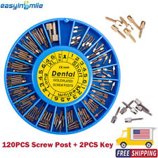 Dental Screw Post Gold/Silver Plated 120PCS Conical Kit Root Canal Pins+2PCS Key picture