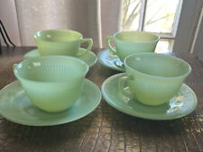 FIRE KING JADEITE JANE RAY CUP & SAUCER VINTAGE 1950S,  OLDER MARK picture