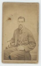 Antique ID'd CDV Circa 1870s Man With Goatee Named Daniel Hewett Lansingburg, NY picture