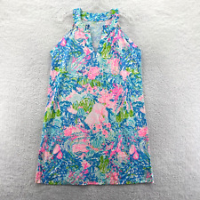 Lilly Pulitzer Tank Dress Large Womens Ross Shift Fished My Wish Blue Summer Art picture