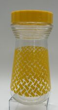 Vintage Yellow Basket Weave Juice Mixer Glass Pitcher/Carafe Plastic Pour Lid picture