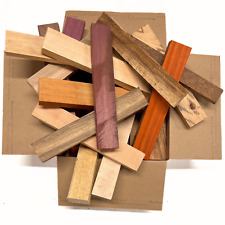Box of Mixed Domestic & Exotics Wood Scrap Craft Carving Short Lumber Cut Boards picture