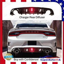Fit For 2015-2023 Dodge Charger SRT Dual Exhaust Gloss Black w/LED Rear Diffuser picture