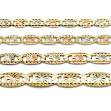 Guaranteed 10K Yellow Gold Tri-Color Valentino Chain Necklace 2mm 2.5mm 3mm 4mm picture
