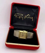 Vintage Roy King 925 Silver Mens Watch Gold Plated Boxed RARE 29mm Square / Tank picture
