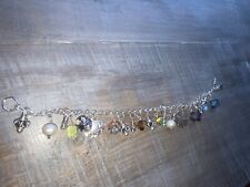 Fun Spirited Multi Charms Sterling Silver 925 Charm Bracelet 8” picture