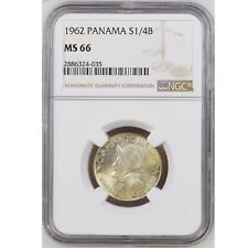 1962 Panama S1/4B Un Quarto de Balboa NGC MS 66 Silver Coin picture