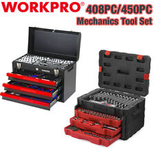 WORKPRO 450PC/408PC Mechanics Tool Set Heavy Duty Case Box Ratchet Socket Wrench picture