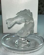 Lalique Fish Frosted Crystal Art 3D Leaping Koi Ring Dish Trinket Signed France picture