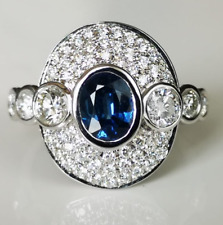 Early 20th Century Style Clear Blue 1.04CT Sapphire & 1.05CT CZ Fabulous Ring picture
