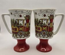 Set of 2 Royal Crown Arnart 5th Ave Chattanooga Choo Choo Train Footed Cups Mugs picture