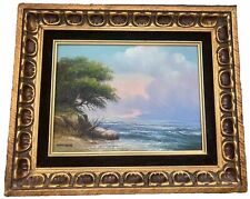 Vintage Antique Waterscape Landscape Oil Painting On Canvas Signed Joseph Adams picture