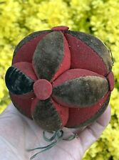 Antique Early Amish Sewing Ball Pin Cushion Black Maroon Puzzle Ball Fantastic picture