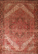 Vintage Red/ Dark brown Handmade Wool Heriz Traditional Room Size Area Rug 10x11 picture