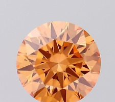 2 Ct Natural Orange Diamond Round Cut D Grade VVS1 +1 Free Gift Rec Q10 picture