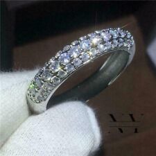 1.50 Carat Round Cut Moissanite Half Eternity Wedding Band Solid 14K White Gold picture