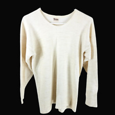 Vintage Meridian Size 40 Men's Knit Sweater Ivory Wool Long Sleeve Mod England picture
