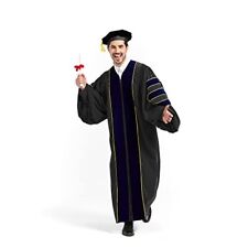 Premium Doctoral Tam Gown for Faculty Professor PhD Graduates Golden Trim Unisex picture