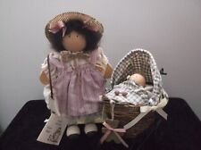 Vintage Lizzie High 1989 Rebecca Bowman Wood Doll Tag Baby Brother in Carriage picture