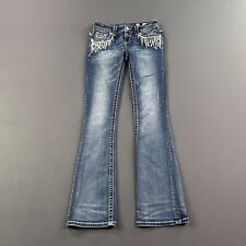 Miss Me Jeans Women Size 25 Bootcut Low Rise Blue Denim Signature Boot Feathers picture