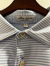 PETER MILLAR  Golf Polo Shirt Size L                  Color White/Blue Logo picture