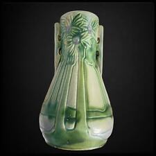 Rare 1920’s Roseville Pottery Vista Art Deco 10” Vase Vintage READ Double Handle picture