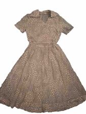 Vintage 1920-30’s crepe Dress peach heart print polka dot SHEER Pin Up 36” bust picture