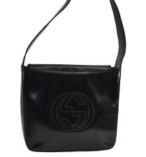 Authentic GUCCI Vintage Shoulder Hand Bag Purse Enamel Black Junk 2686J picture