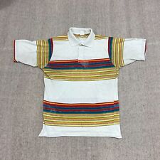 Vintage Sears Polo Shirt Mens Large White 1970s Striped Faded picture