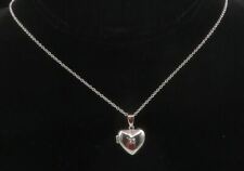 925 Sterling Silver - Topaz Love Heart Locket Chain Necklace (OPENS) - NE2050 picture
