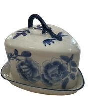 Vintage Staffordshire Flow Blue & White Cheese Dish Ironstone picture