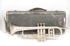 Vintage Antique 1928 CG Conn 80 A Cornet Trumpet Horn Silver Original Case picture