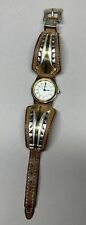 Montana Silversmiths X5030,  Silver Gold Brown Leather, 25mm Watch, Working picture