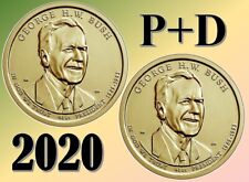 💰 2020 P & D Presidential George HW Bush  $1 - UNC coin US mint Set of 2 coins picture