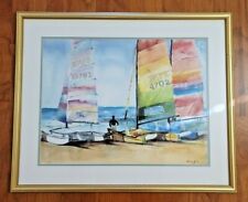 HUGE VINTAGE SAILBOAT PAINTING–TARA FUNK GRIM–LIMITED EDITION–37 OF 350– SIGNED picture