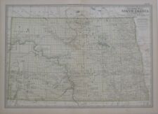 Original 1902 Map NORTH DAKOTA Indian Reservations Bismarck Jamestown Railroads picture