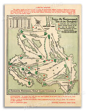 1954 Augusta National Masters Golf Tournament Course Map Art Print  - 18x24 picture