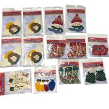 Vintage Christmas Theme Appliqué No Sew Craft Lot Of 13 Packages NOS picture