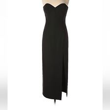 Vintage AJ Bari Full Length Strapless Column Evening Dress Slit Black Size 4 picture