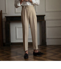 British Style Trousers Pants For Men Business Casual Office Wedding Groom Custom picture