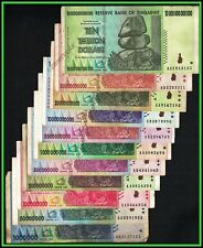 1 Million - 10 Trillion Dollars Zimbabwe 2008 AA AB Banknote Set 100 % Authentic picture