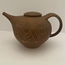 STUNNING MCM VINTAGE ARTIST SIGNED STUDIO POTTERY EARTHENWARE CLAY ART TEAPOT VG picture