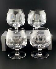 Gucci Crystal Set Of 4 Brandy Snifters Glasses Vertical Cut Design Etched Signed picture