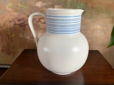 Antique Blue & Off White English Pottery Pitcher C early 1900s picture
