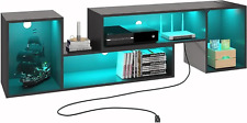 TV Stand, Deformable TV Stand with LED Lights & Power Outlets, Modern TV Stand f picture